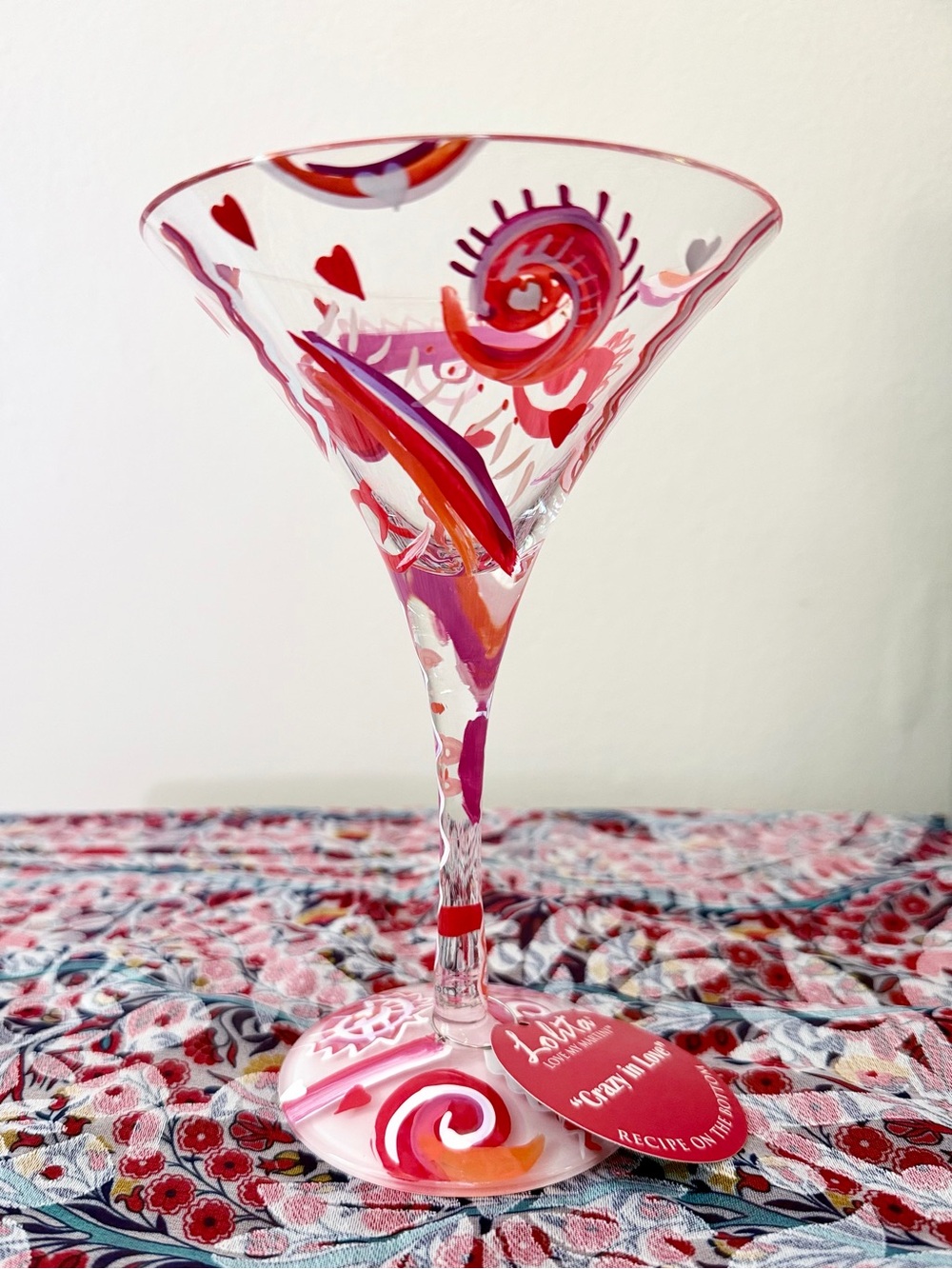 Lolita Crazy in Love Hand Painted Martini Glass Box Tag Recipe Bottom